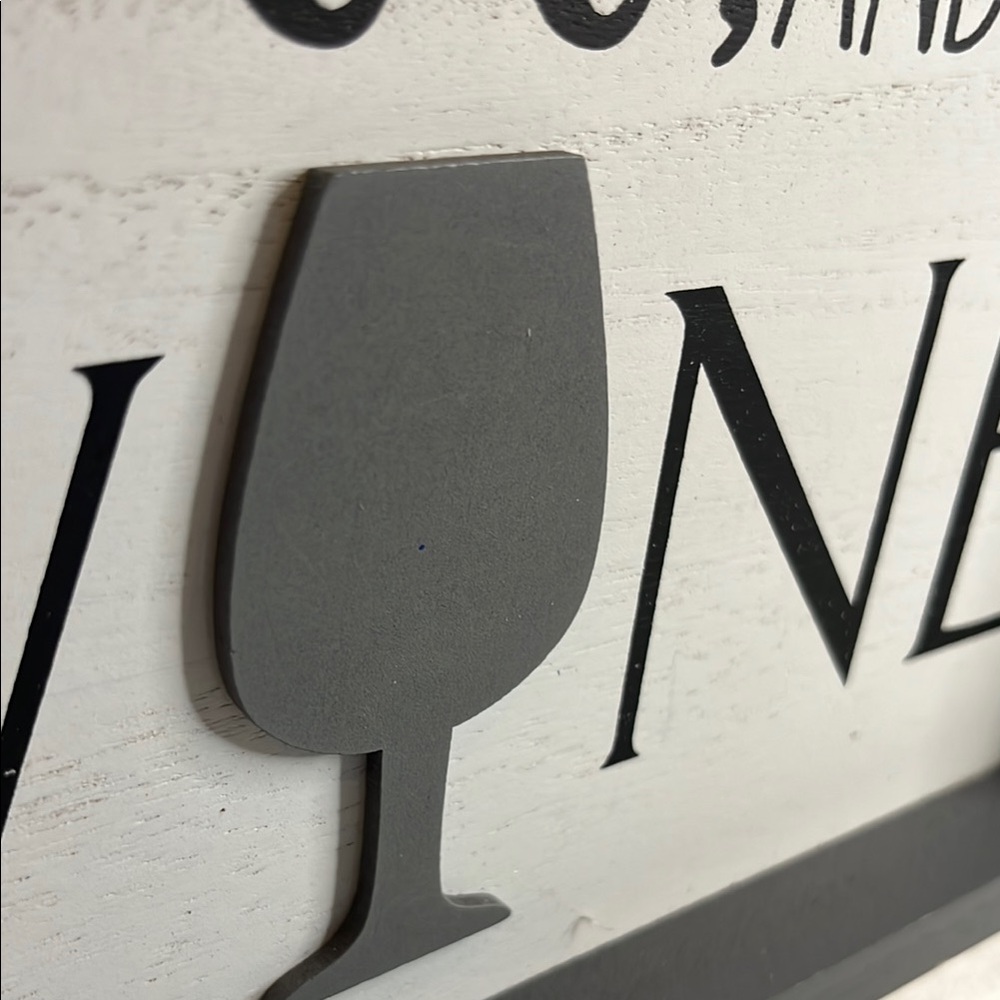 Gray and White Coffee and Wine Sign - Picture 3 of 4